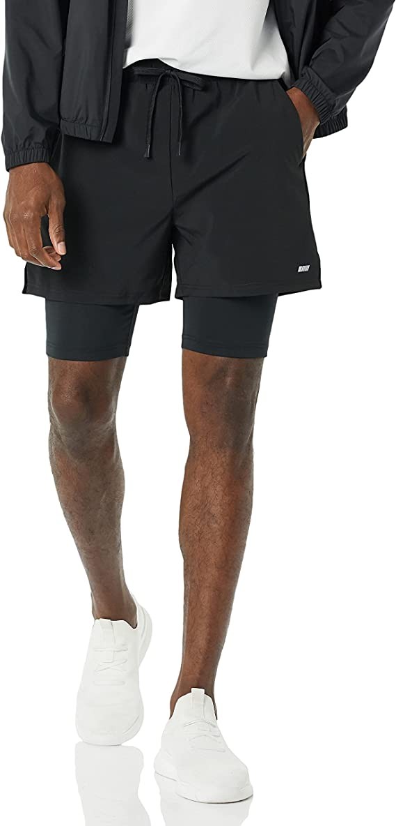 Amazon Essentials Men's Double Layered Woven Moisture Wicking Running Shorts Multiple Inseams